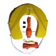 Man Over Board Kit. Lifebuoy, Light, V Bracket & throw line.
